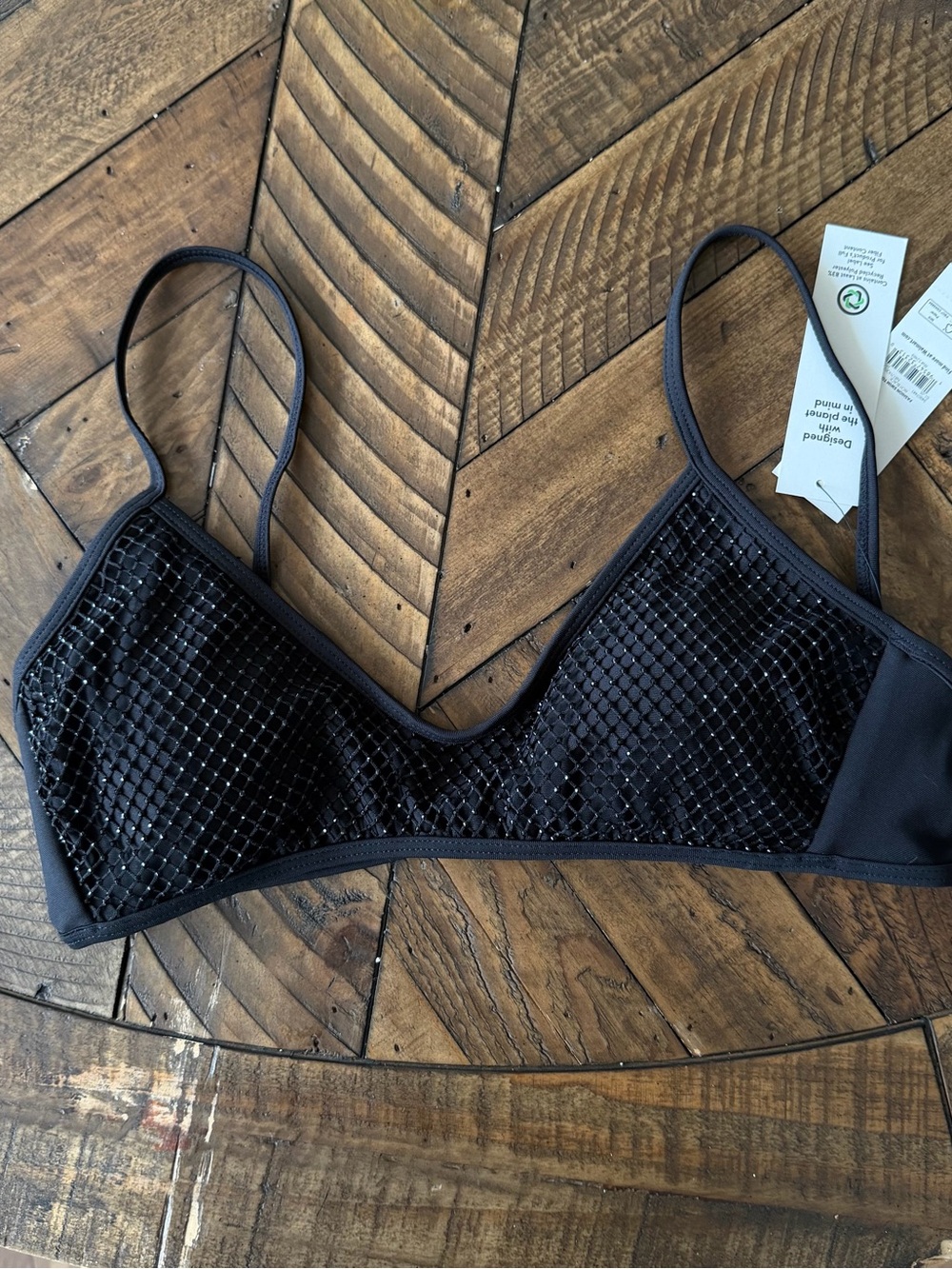 No Boundaries Black Sequin Bikini Top